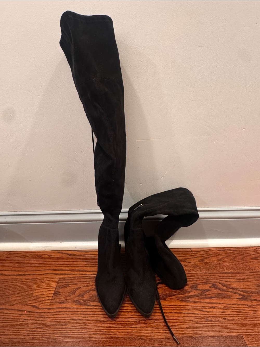 Marc Fisher Black Suede Over-the-Knee Pointed Boots